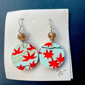 Hand painted wooden earrings
